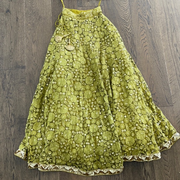 Indian lengha bottom  Forrest green gold details - Picture 1 of 6